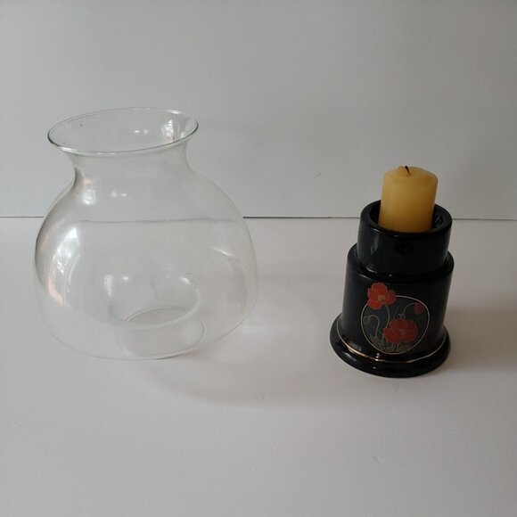 JAY IMPORT 14-7965 RED ORCHID Classique Hurricane Candle Lamp 10" Tall - Picture 3 of 7